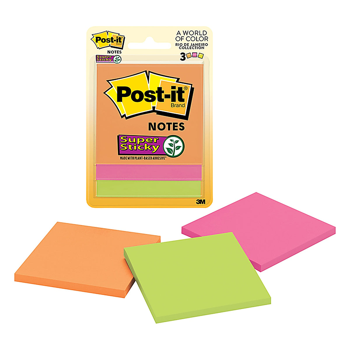 Post-It - 3321-SSAU - 3 In. W X 3 In. L Assorted Sticky Notes 3 Pad