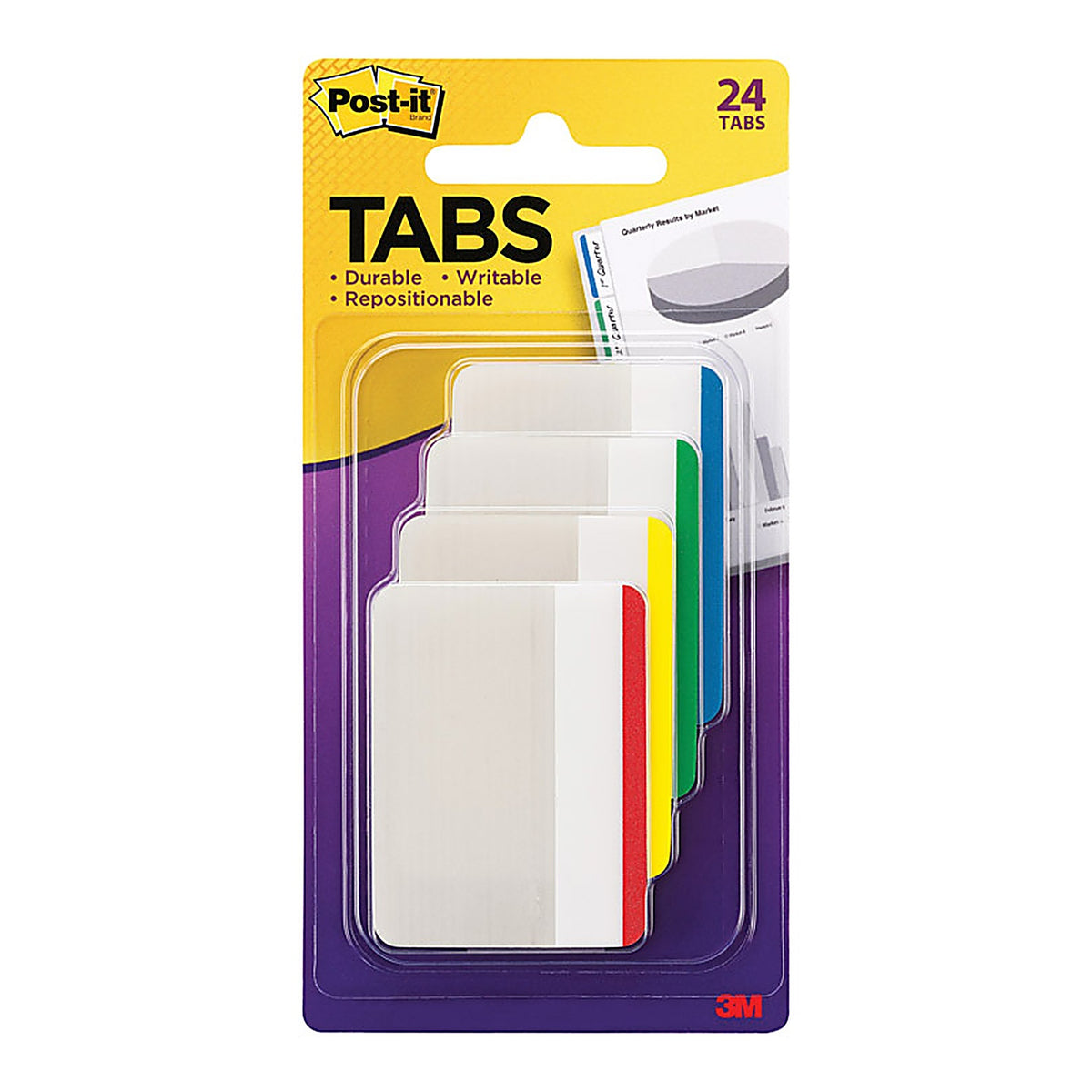 Post-It - 686F-1 - Tabs 2 In. W X 1.5 In. L Assorted Sticky Filing Tabs 4 Pad