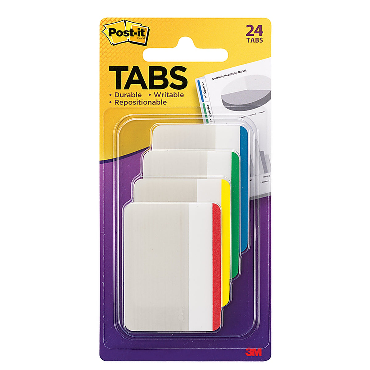 Post-It - 686F-1 - Tabs 2 In. W X 1.5 In. L Assorted Sticky Filing Tabs 4 Pad