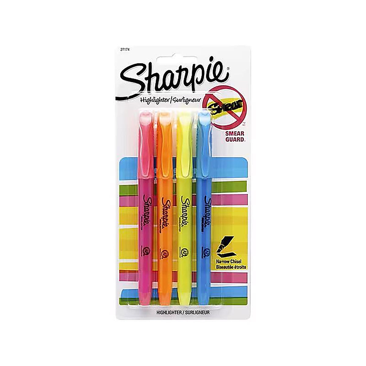 Sharpie 27174PP Accent Neon Color Assorted Chisel Tip Markers 4/Pack