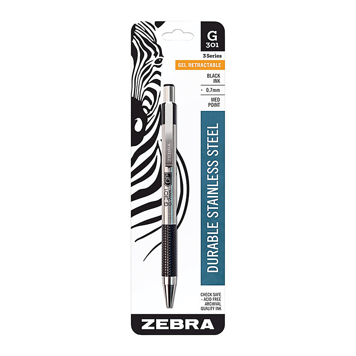 Zebra - 41311 - G-301 Black Retractable Gel Pen 1 Pack