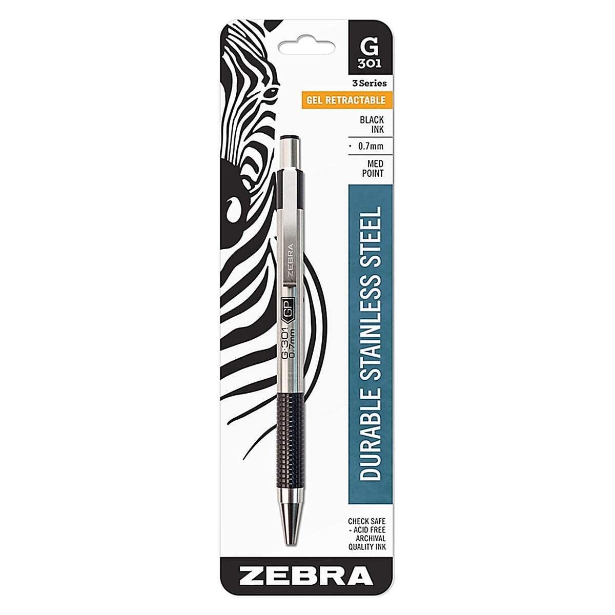Zebra - 41311 - G-301 Black Retractable Gel Pen 1 Pack