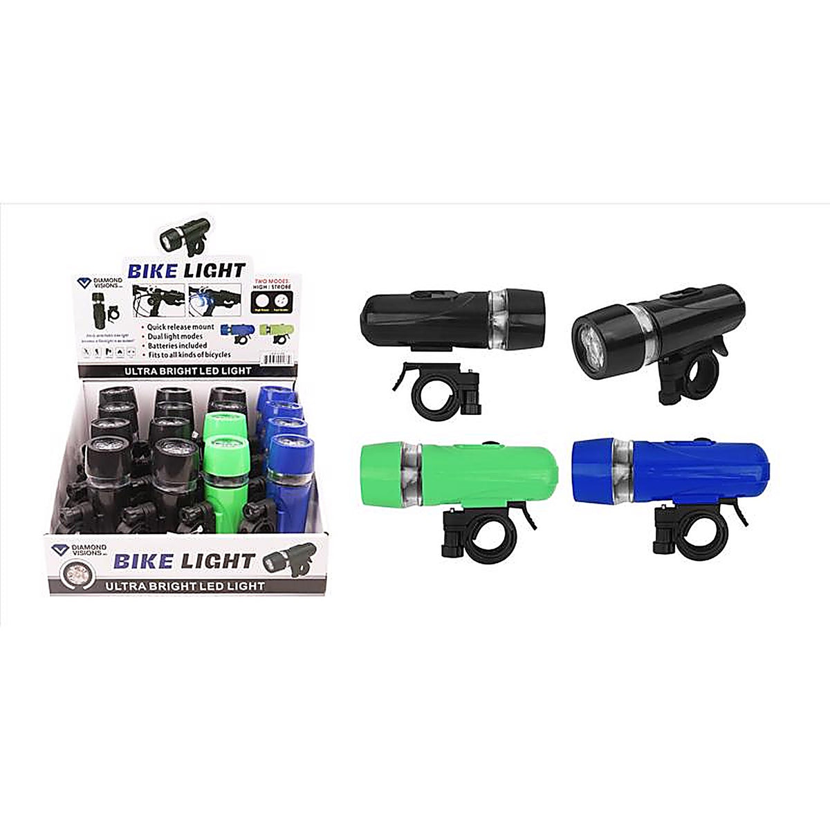 Diamond Visions LED-0166 Bicycle LED Flashlight Plastic 1/Pack