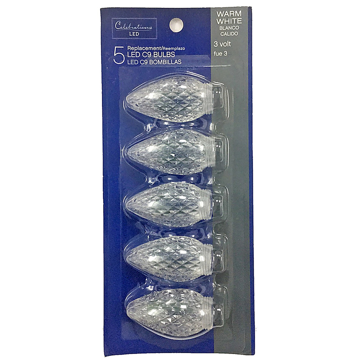 Celebrations 11227-71 LED C9 Clear/Warm White 5 count Replacement Christmas Light Bulbs