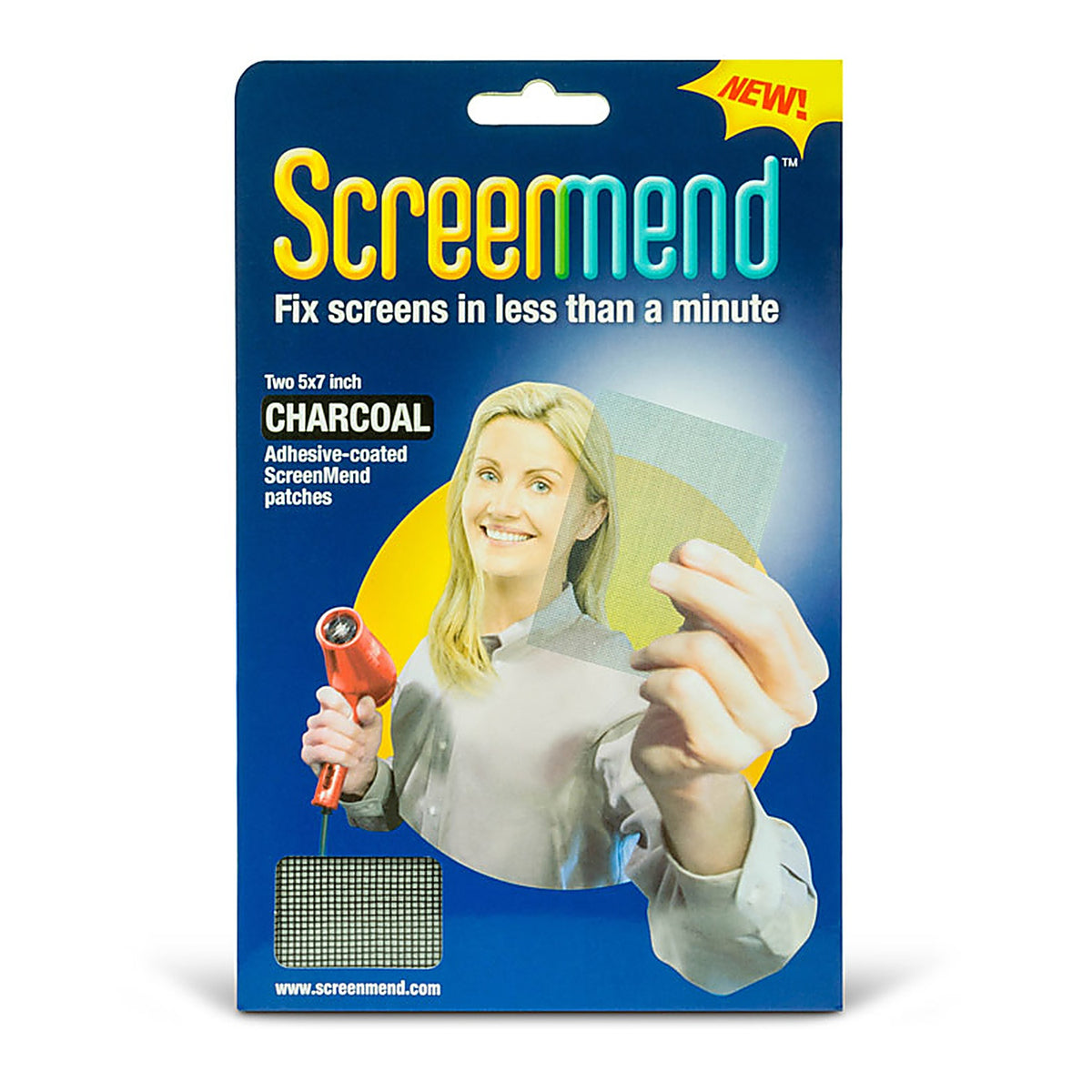 ScreenMend - 857101004532 - Charcoal Fiberglass Screen Repair Patch 5 In. W X 7 In. L 2 Pack