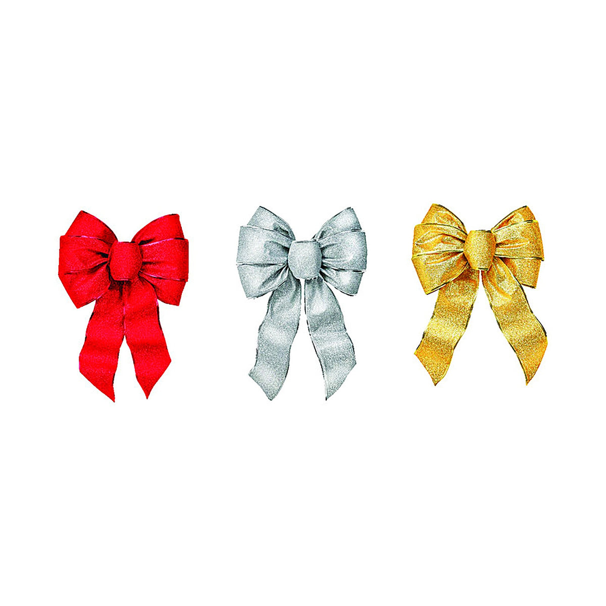 Seasons 6166 Holiday Trims Silver, Red, Gold Assortment Christmas Bow Miscellaneous Indoor Christmas Decor
