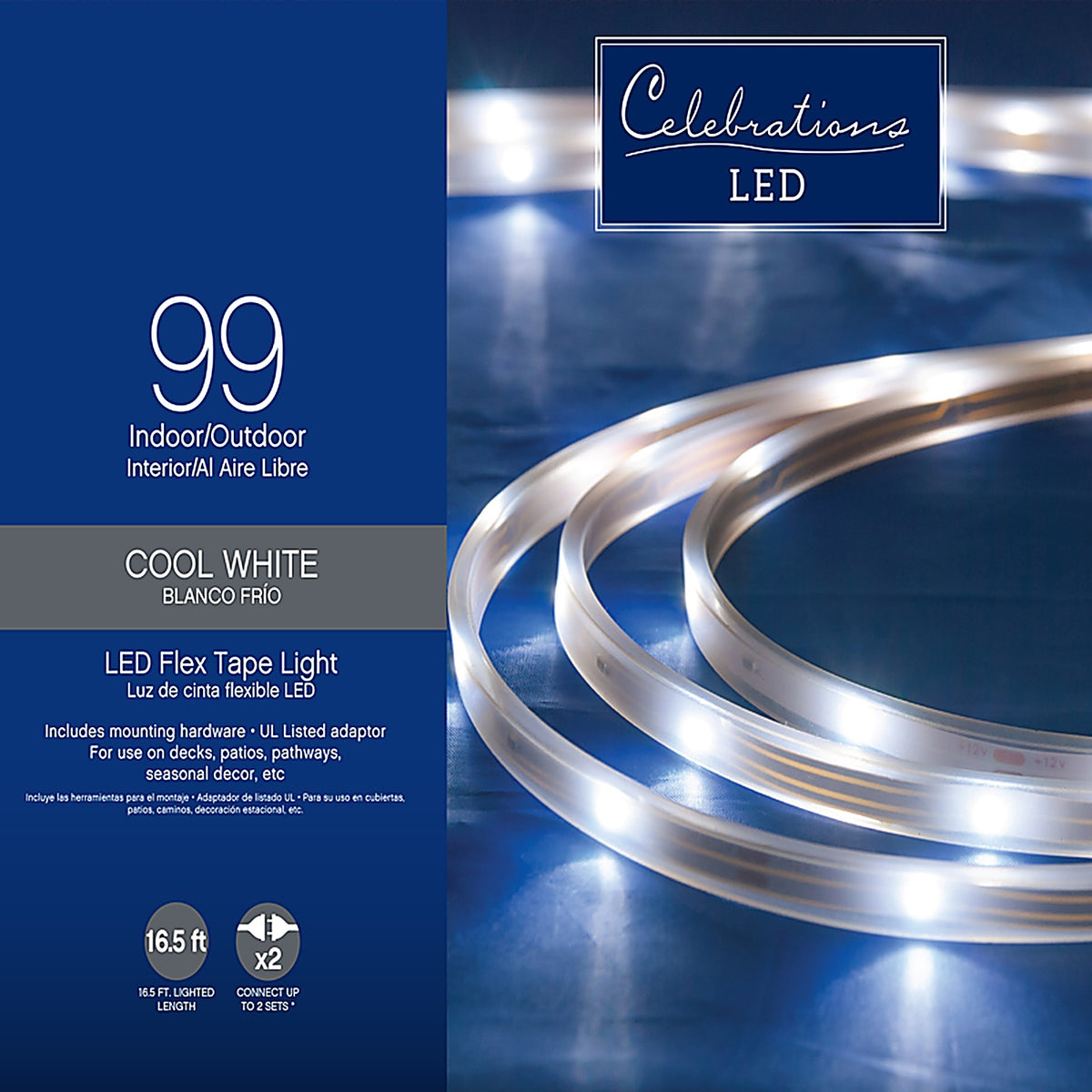 Celebrations 2T434912 LED Cool White 99 count Rope Christmas Lights