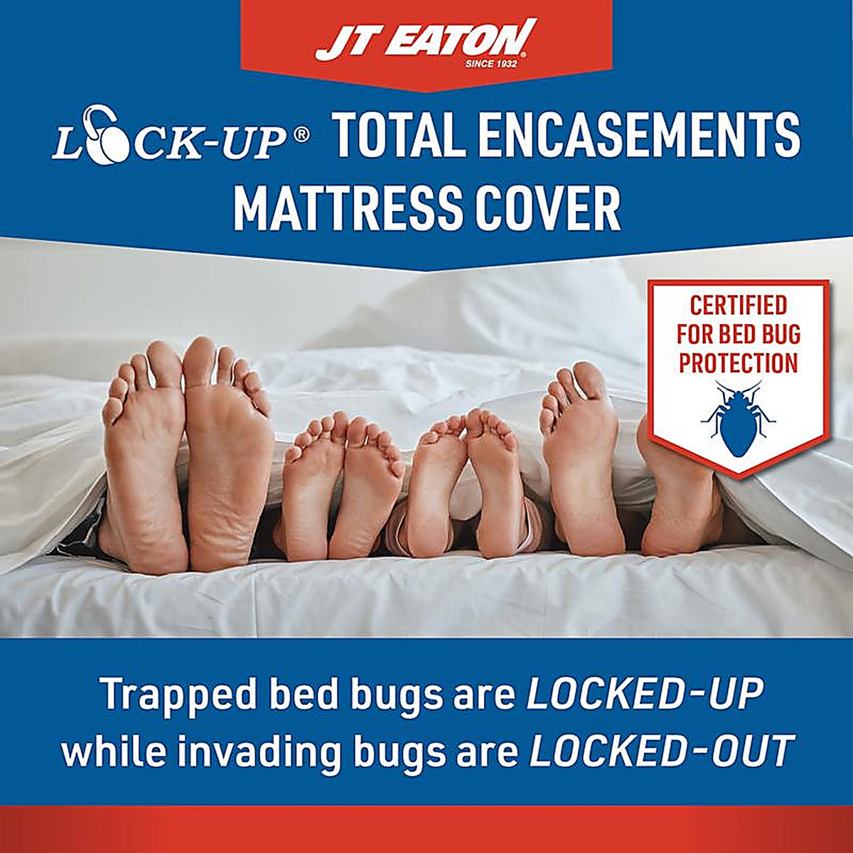 JT Eaton - 83KGENC - Lock-Up King White Stretch-Knit Polyester Mattress Encasement Cover