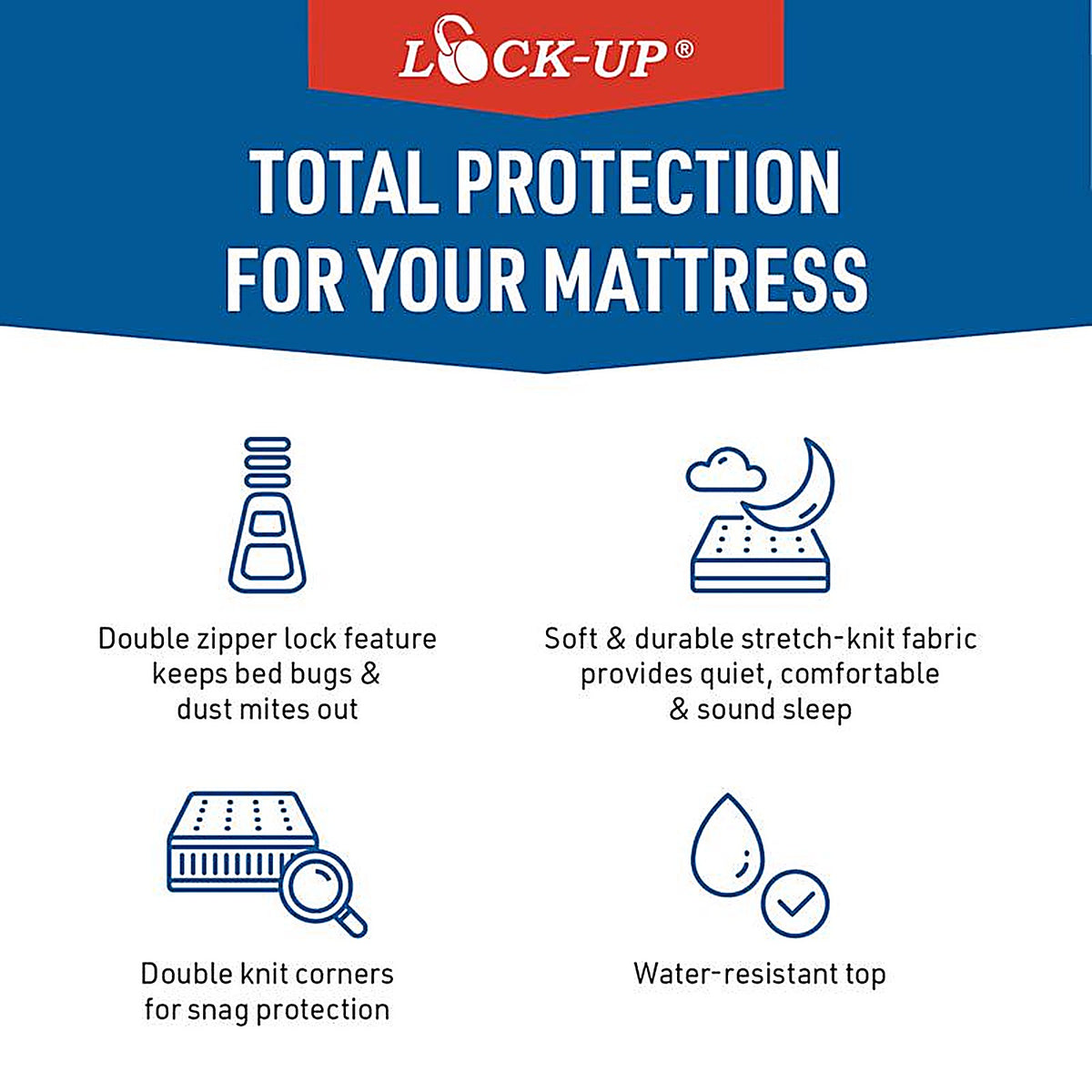 JT Eaton - 83FULENC - Lock-Up Full White Stretch-Knit Polyester Mattress Encasement Cover