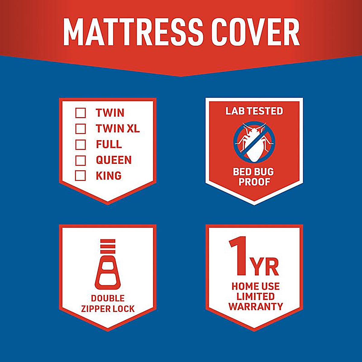 JT Eaton - 83FULENC - Lock-Up Full White Stretch-Knit Polyester Mattress Encasement Cover