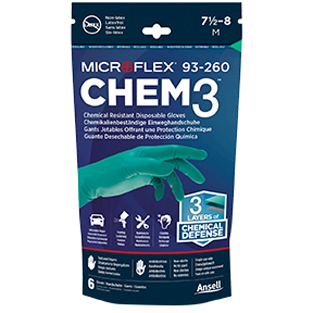 Microflex 93260RP100 CHEM3 RETAIL 6PACK EXTRA LARGE