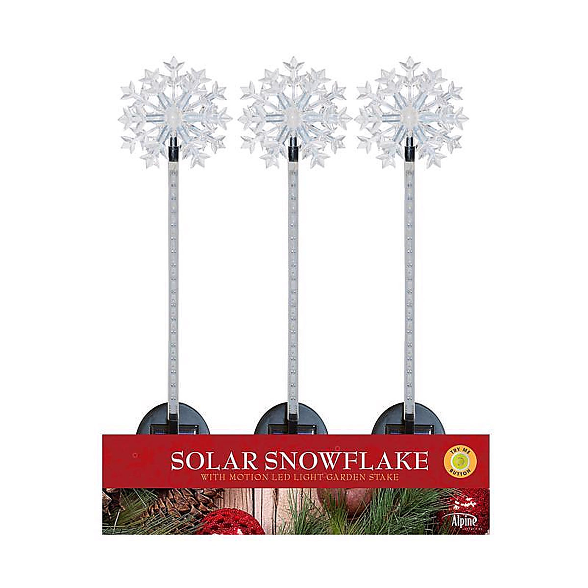 Alpine QLP232BB-12 LED Pathway Decor Solar Snowflake Garden Stake