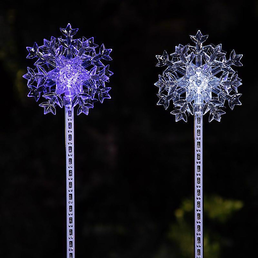 Alpine QLP232BB-12 LED Pathway Decor Solar Snowflake Garden Stake