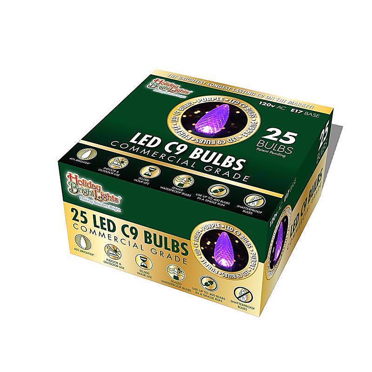 Holiday Bright Lights BU25LEDFC9-TPLA LED C9 Purple 25 count Replacement Christmas Light Bulbs