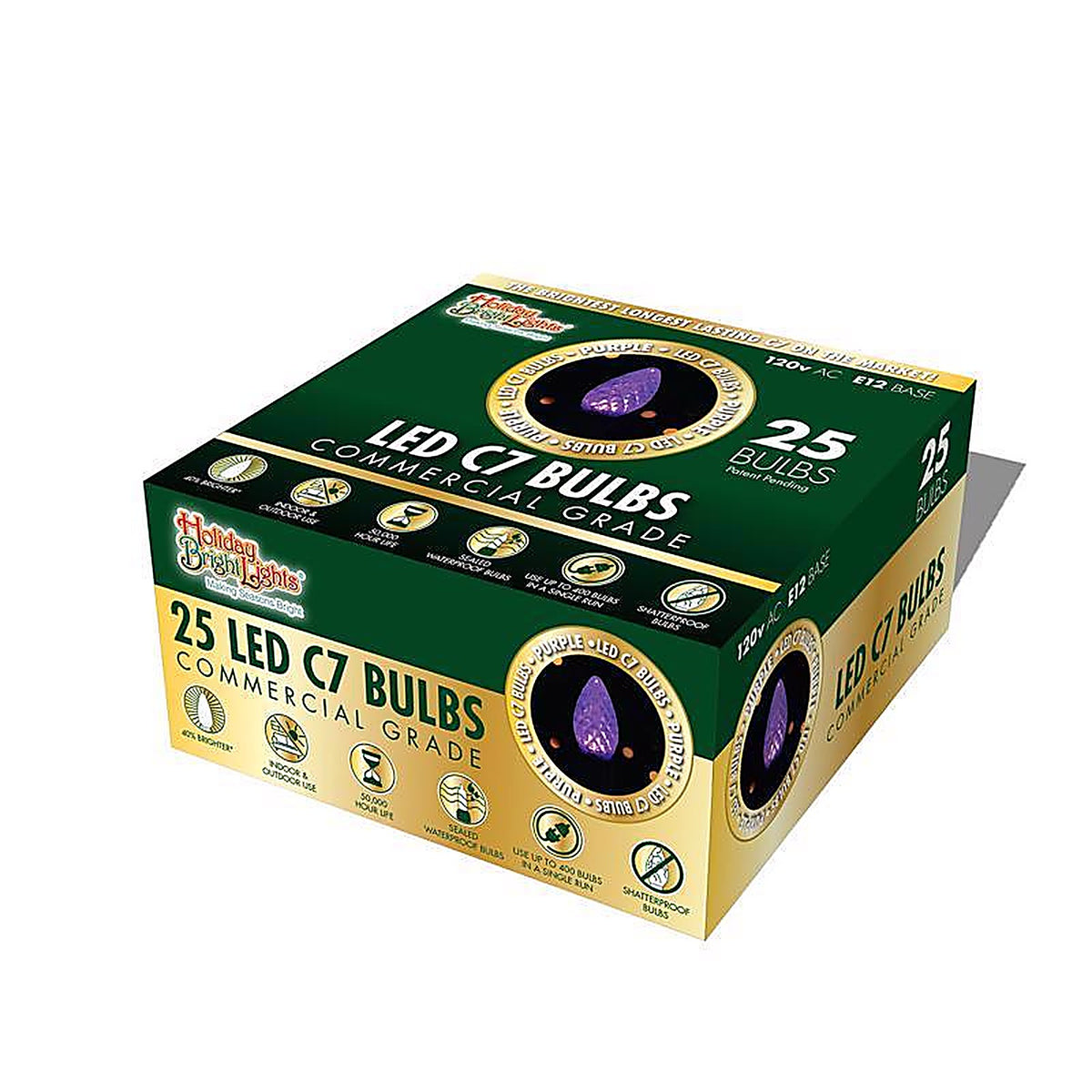 Holiday Bright Lights BU25LEDFC7-TPLA LED C7 Purple 25 count Replacement Christmas Light Bulbs