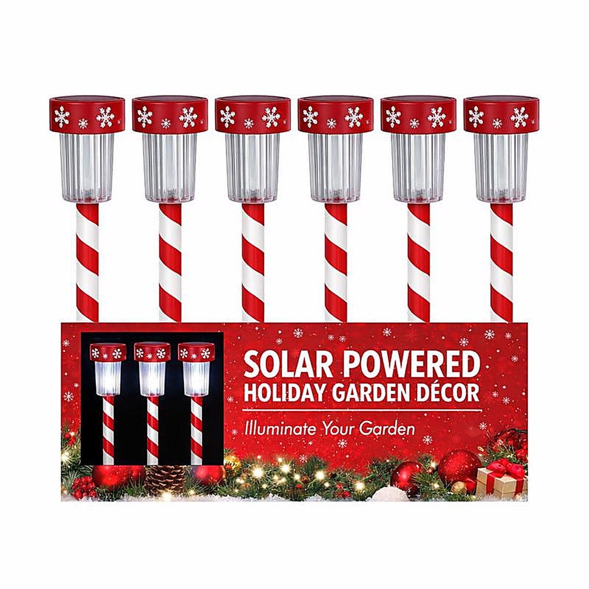 Alpine SLZ136BB-48 Pathway Decor Solar Powered Lighted Candy Cane Stake