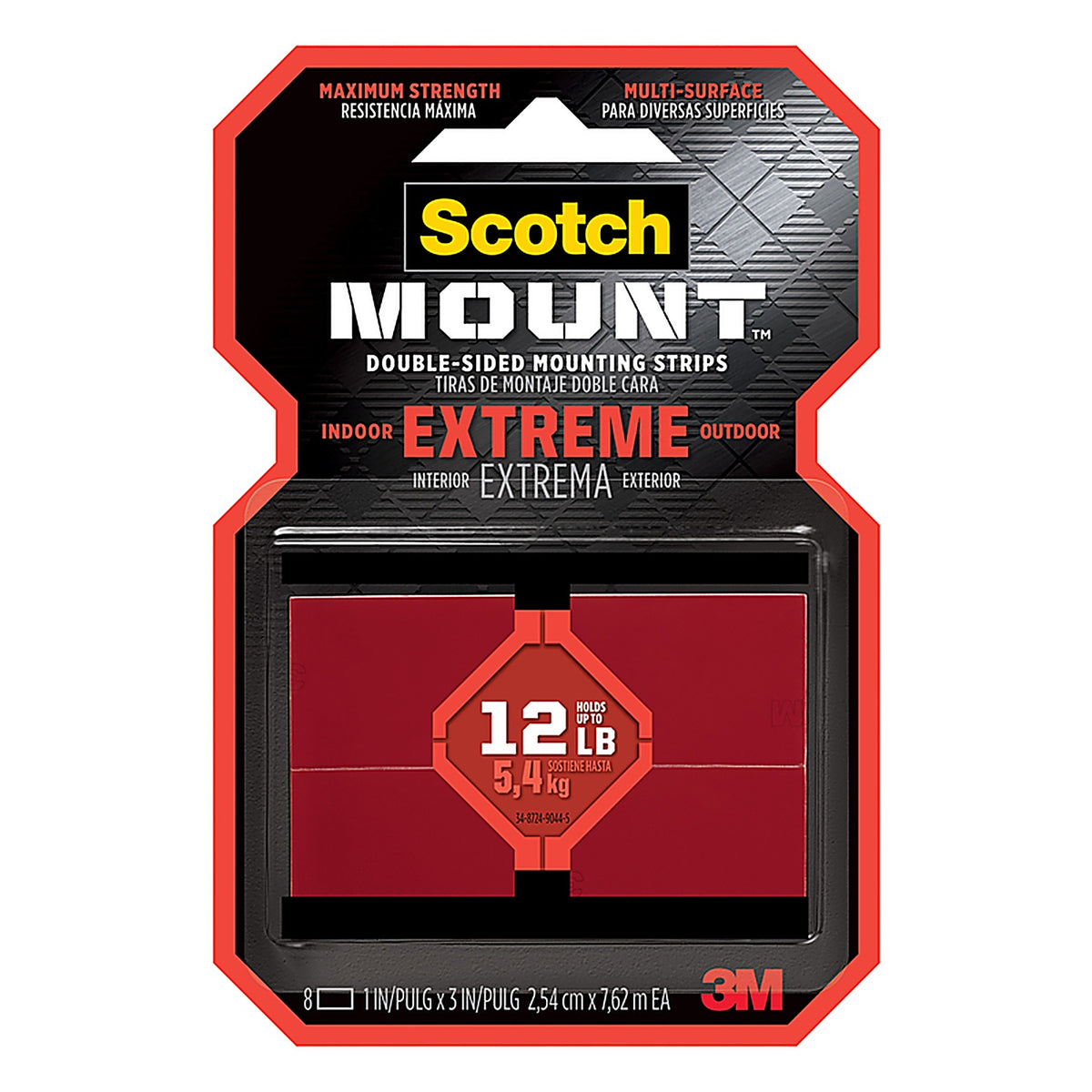 3M 414H-ST Scotch Mount Double Sided 1 in. W x 3 in. L Mounting Strips Clear