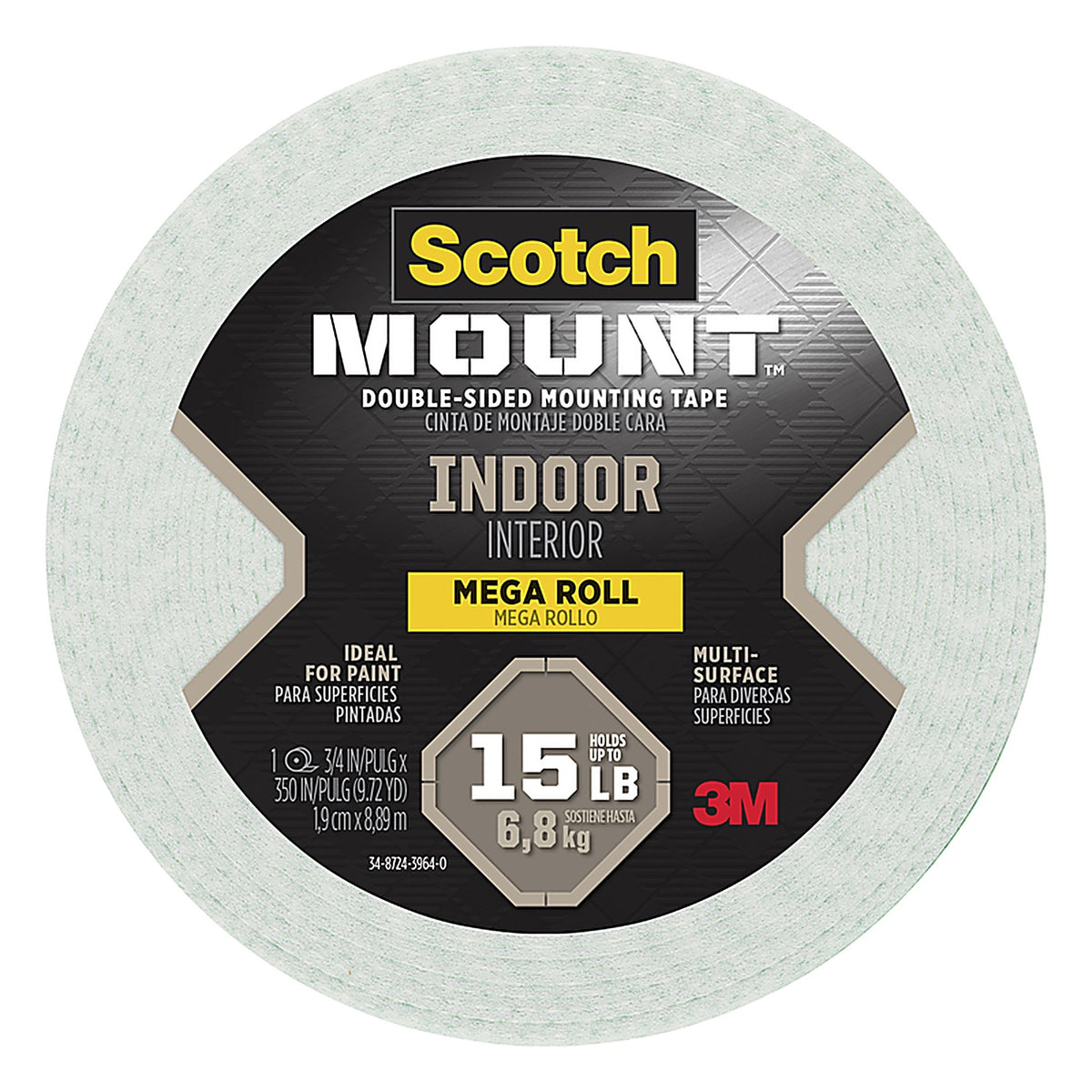 3M 110H-LONG-DC Scotch Mount Double Sided 3/4 in. W x 350 in. L Mounting Tape White