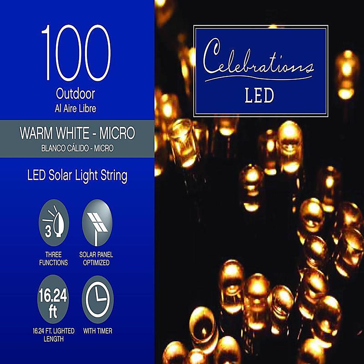 Celebrations X170331-88-W LED Clear/Warm White 100 count String Christmas Lights 19.6 ft.
