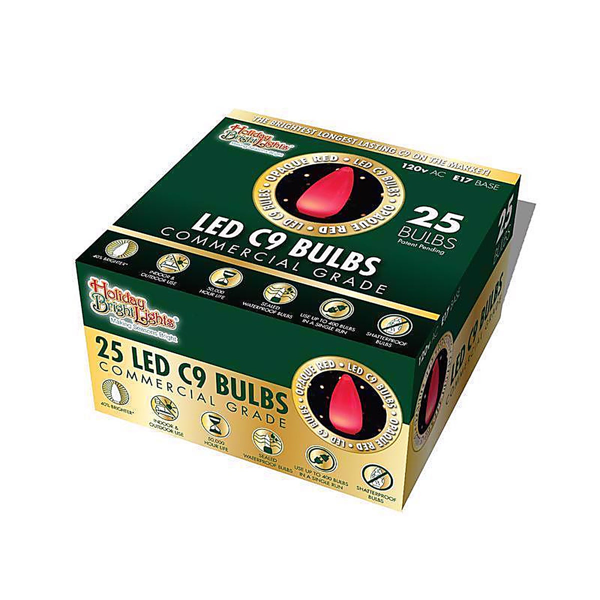 Holiday Bright Lights BU25LEDSC9-ORDA LED C9 Red 25 count Replacement Christmas Light Bulbs