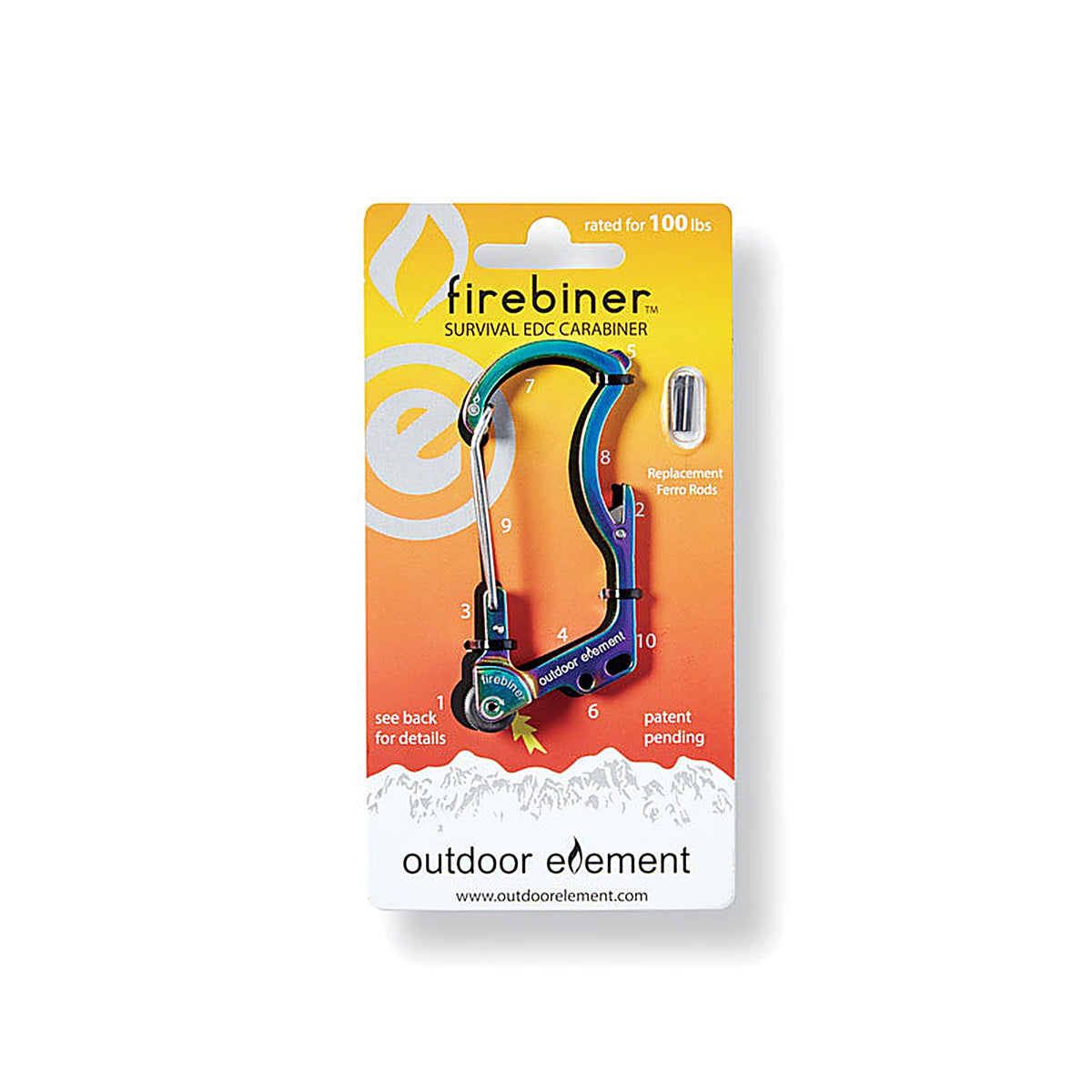 Outdoor Element - F1RB - Firebiner 6-In-1 Flint Multi-Tool Carabiner Stainless Steel 1 Pack