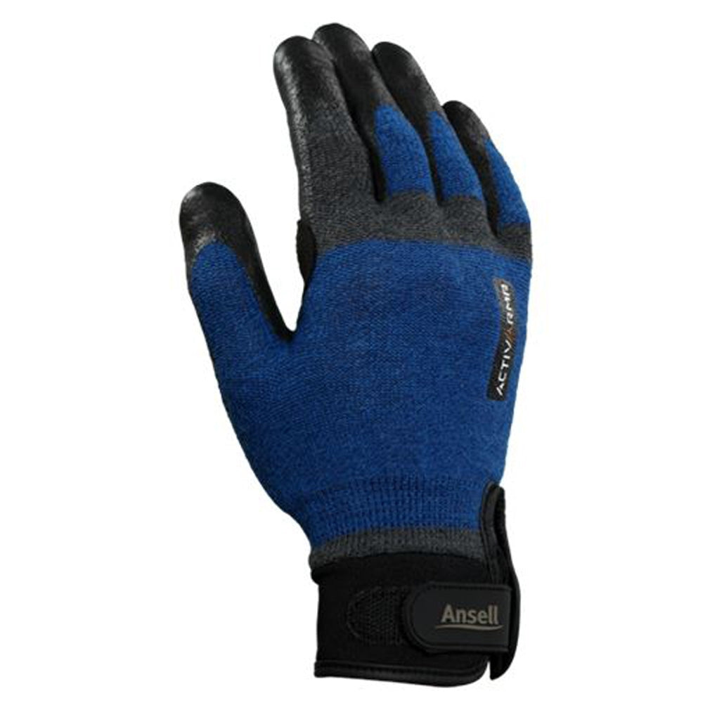 Ansell 97-003-L ActivArmr Cut Resistant Gloves, Blue/Black Large