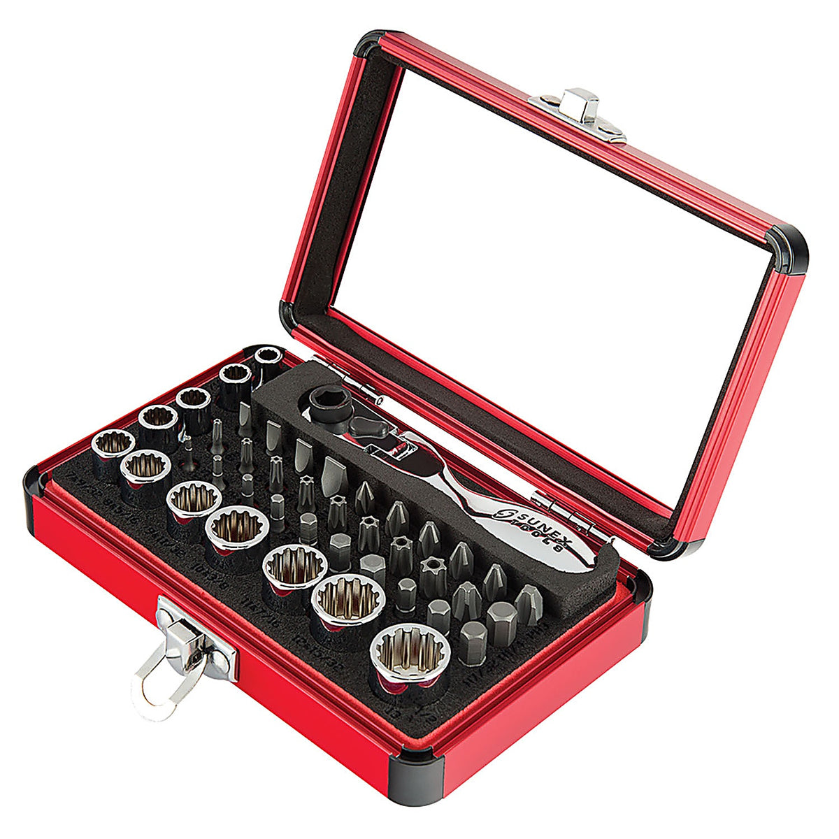 Sunex 9732 44Pc 1/4in. Dr Mini Dual Flex Head Ratchet w/Socket & Bit Set