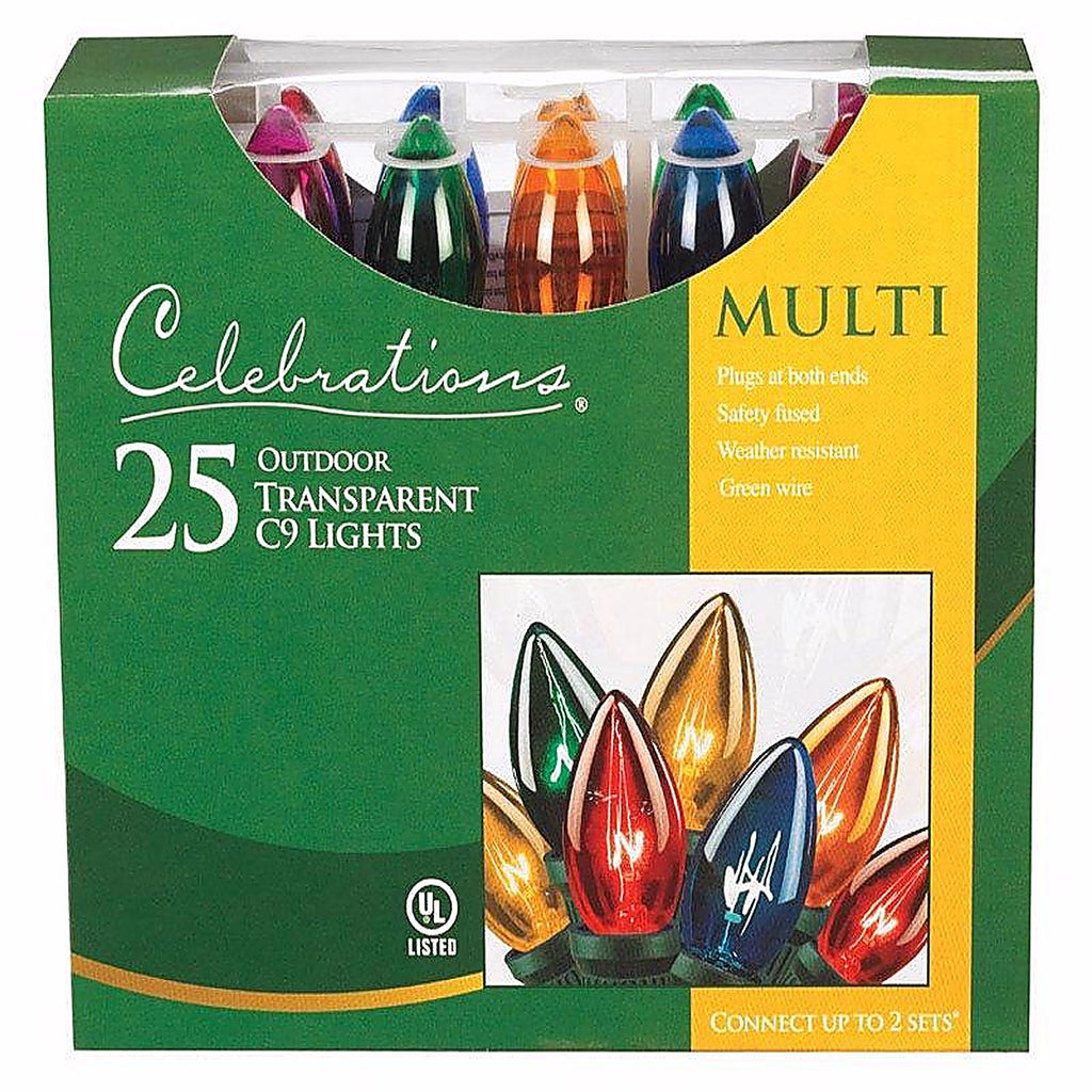 Celebrations C42U4211 Incandescent C9 Multi-color 25 count String Christmas Lights 25 ft.