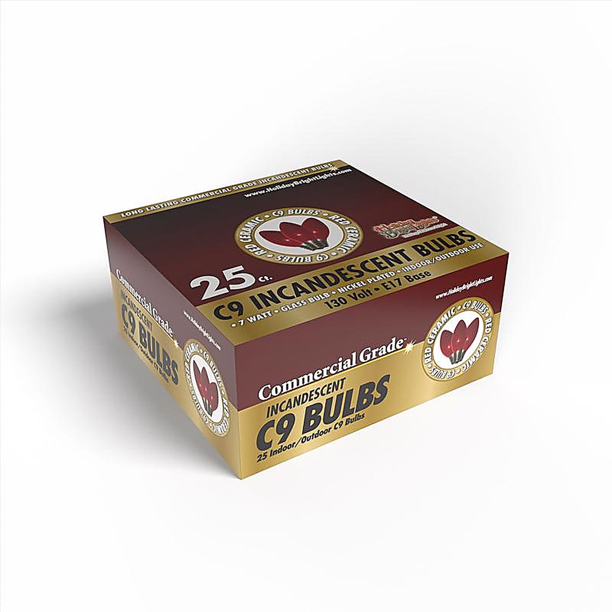 Holiday Bright Lights - BU25C9-ORDA - Incandescent C9 Red 25 CT Replacement Christmas Light Bulbs 0.08 Ft.