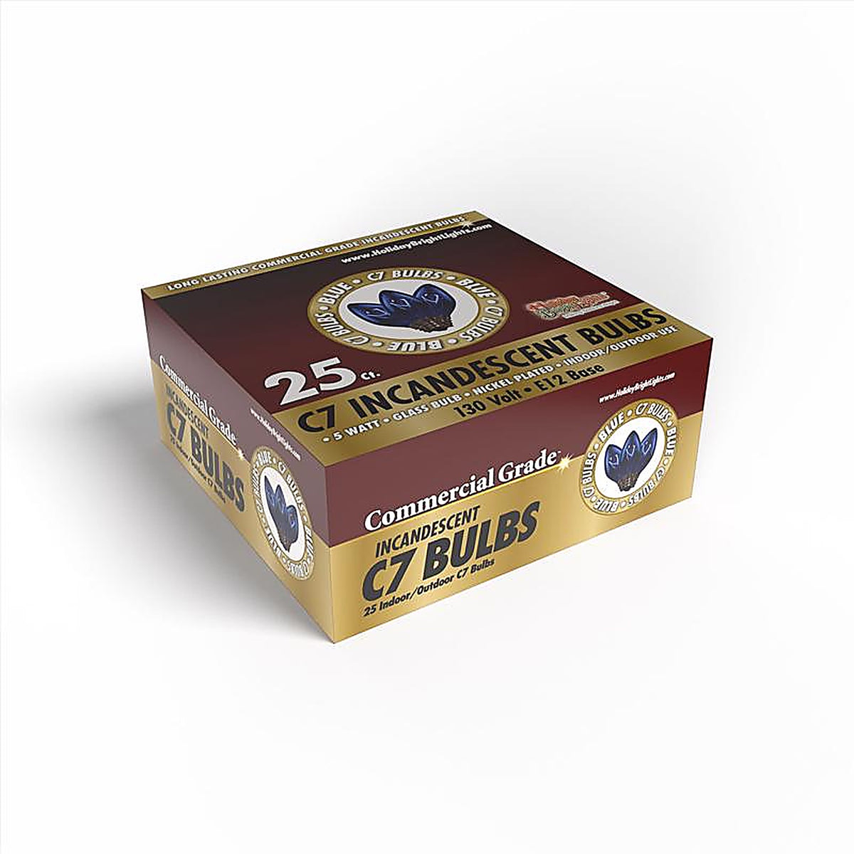 Holiday Bright Lights - BU25C7X3-TBLA - Incandescent C7 Blue 25 CT Replacement Christmas Light Bulbs 0.08 Ft.