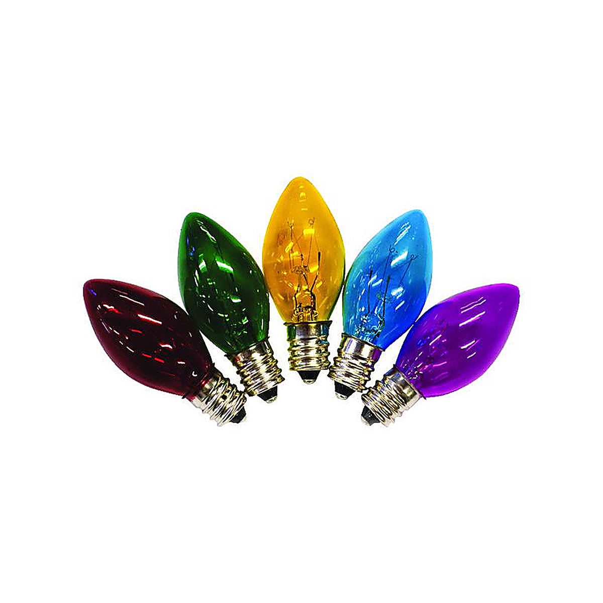 Holiday Bright Lights BU25C7X3-TMUA C7 Multi-color 25 count Replacement Christmas Light Bulbs 1 ft.