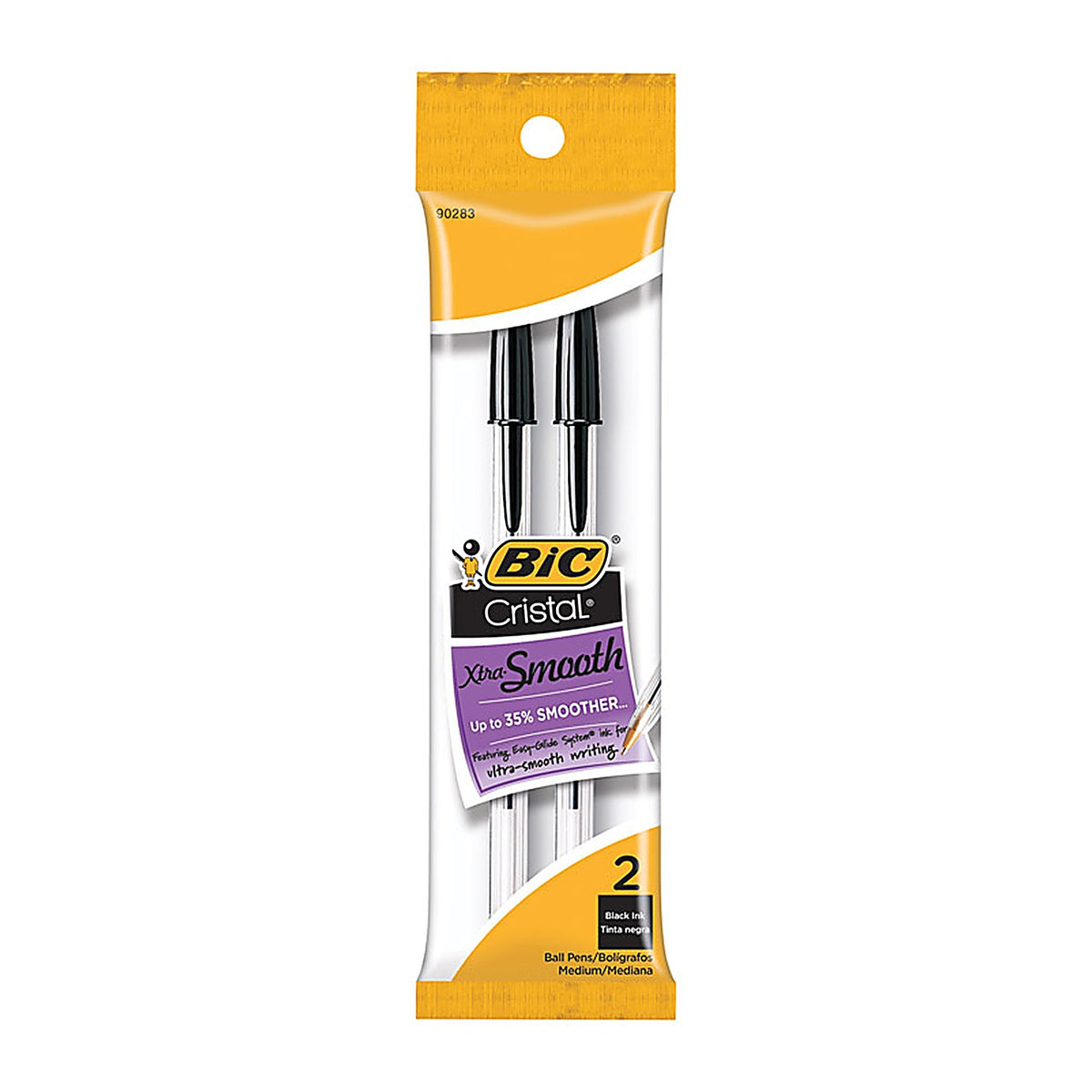 BIC - MSP21-BLK - Cristal Black Ball Point Pen 2 Pack