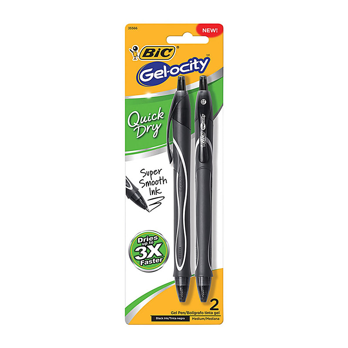 BIC - RGLCGP21-BLK - Gel-Ocity Black Retractable Gel Pen 2 Pack