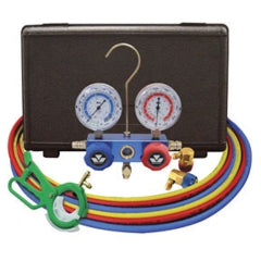 Mastercool 98660-PROM Dual Aluminum 2-Way Manifold with Can Tap Valve