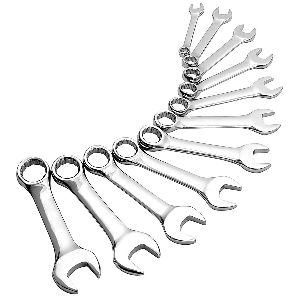 Sunex Tools - 9930 - Fully Polished SAE Stubby Combination Wrench Set, 11 Piece