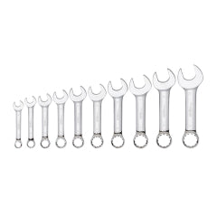 Platinum Tech 99525 10 Pc. Metric Stubby Full Polished Combination Wrench Set
