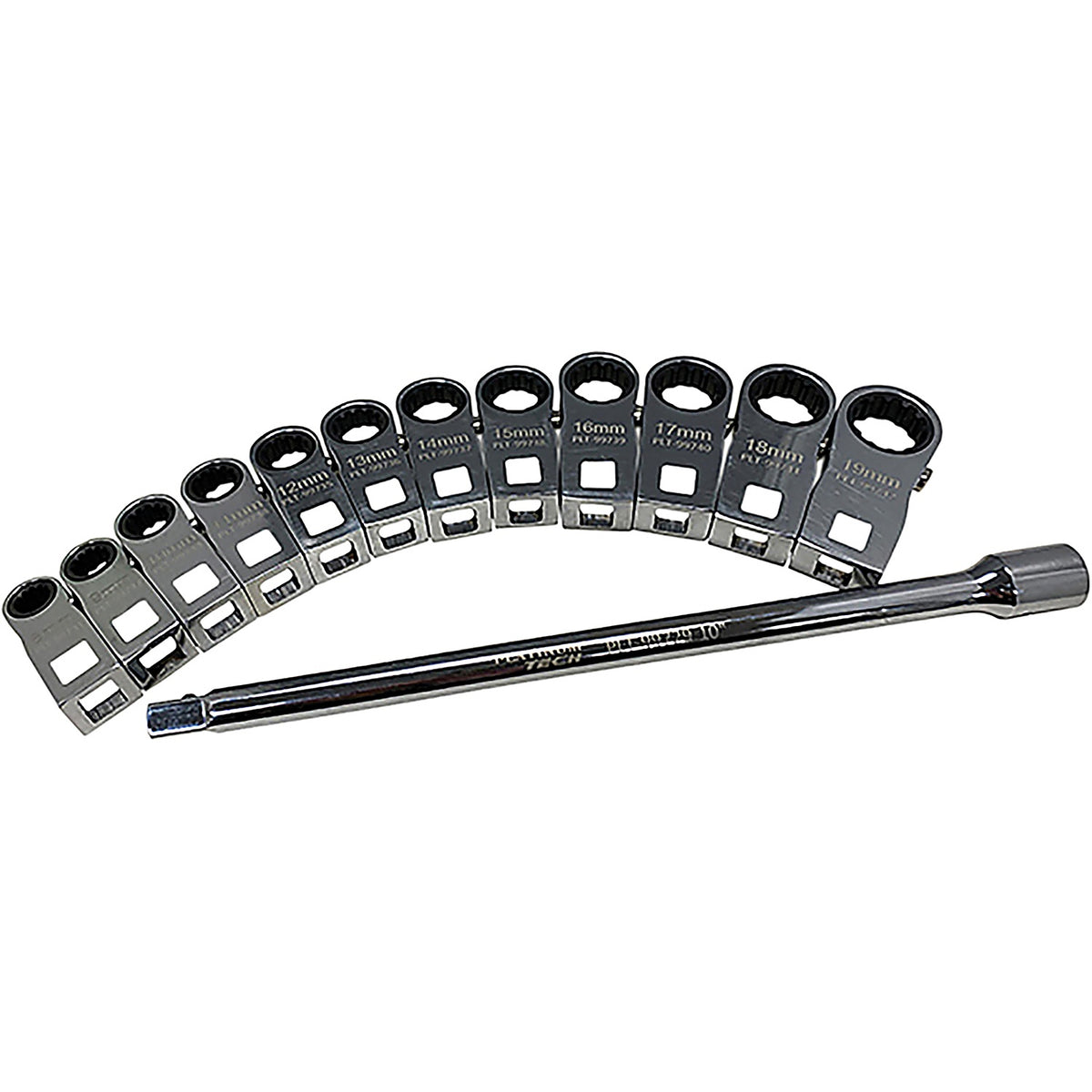 Platinum Tech - 99730 - 3/8 Inch Drive 13 Piece Metric Ratcheting Crowfoot Set