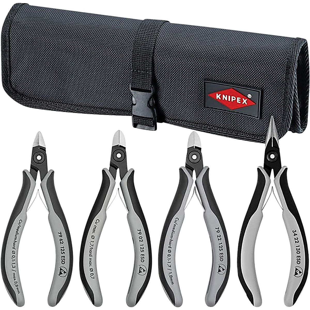 Knipex - 9K008010US - 4 Piece Electronics Pliers Set in a Tool Roll