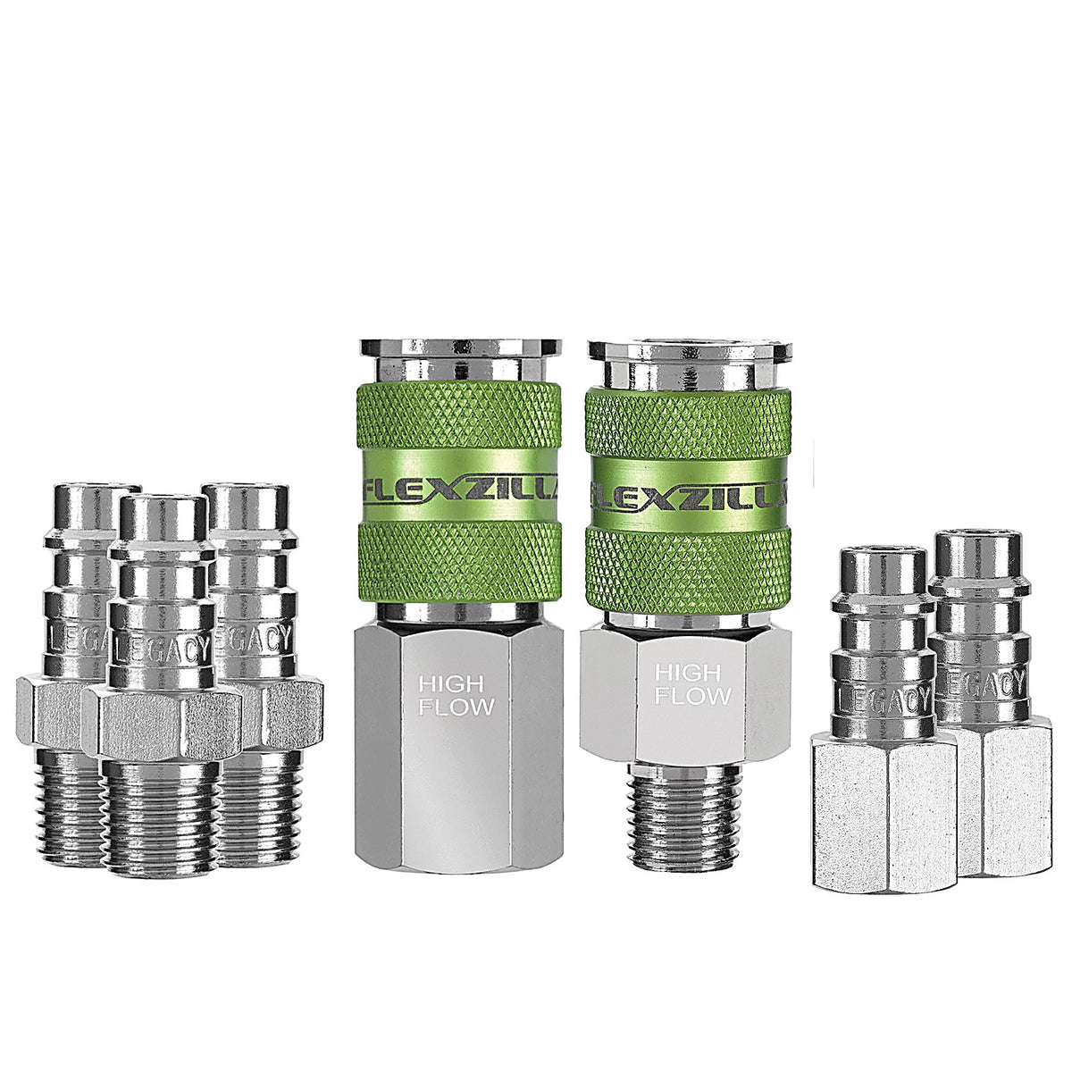 Legacy A53457FZ 7 Pc. NPT Flexzilla Pro High Flow Interchange Coupler and Plug Kit