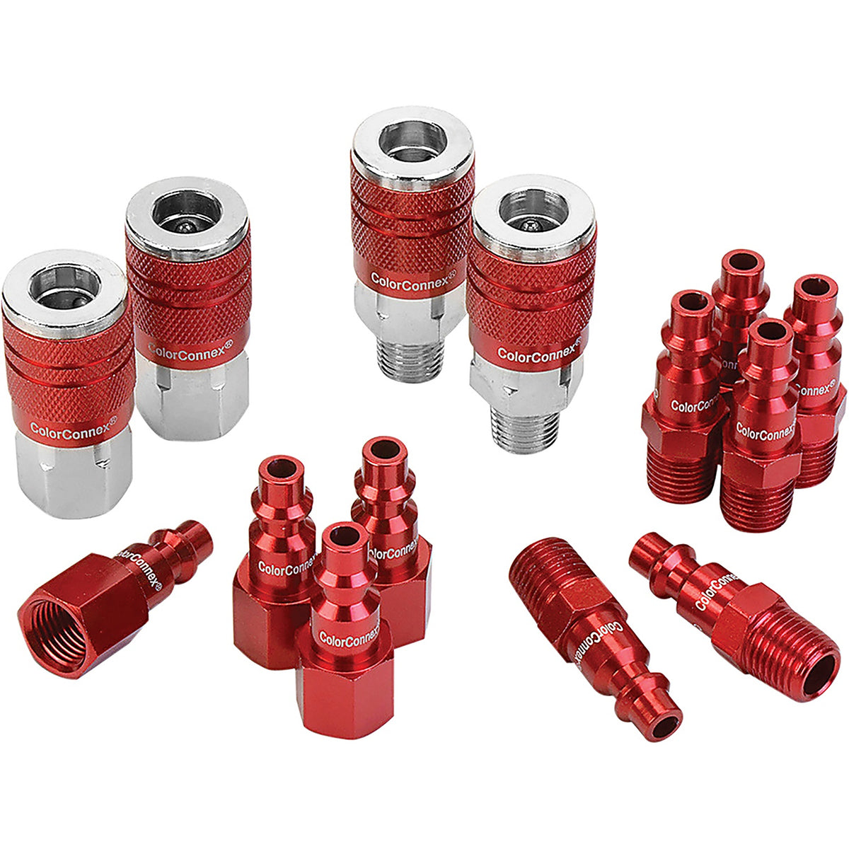 Legacy A73458D ColorConnex Type D, 14pc, 1/4in. Body Coupler & Plug Kit red anodized