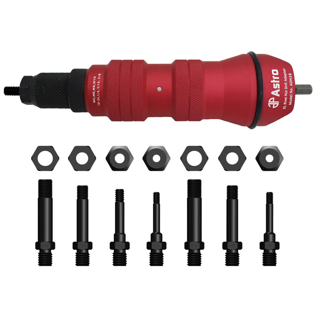 Astro Pneumatic ADN38 XL Rivet Nut Drill Adapter Kit 3/8in. Capacity