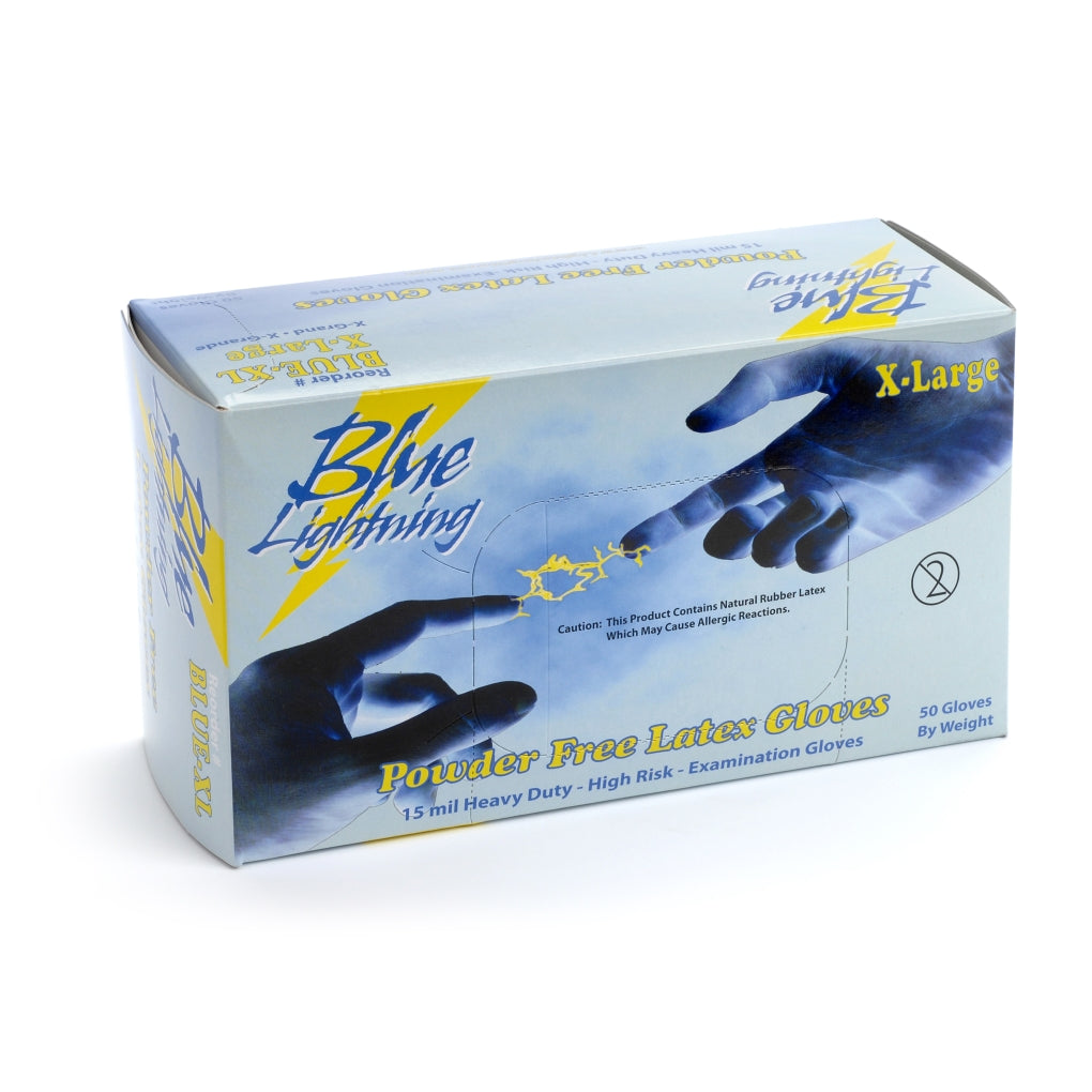 Atlantic Safety Products BLUE-XL Blue Latex PF 15mil Disposable Glove X-Large Box/50