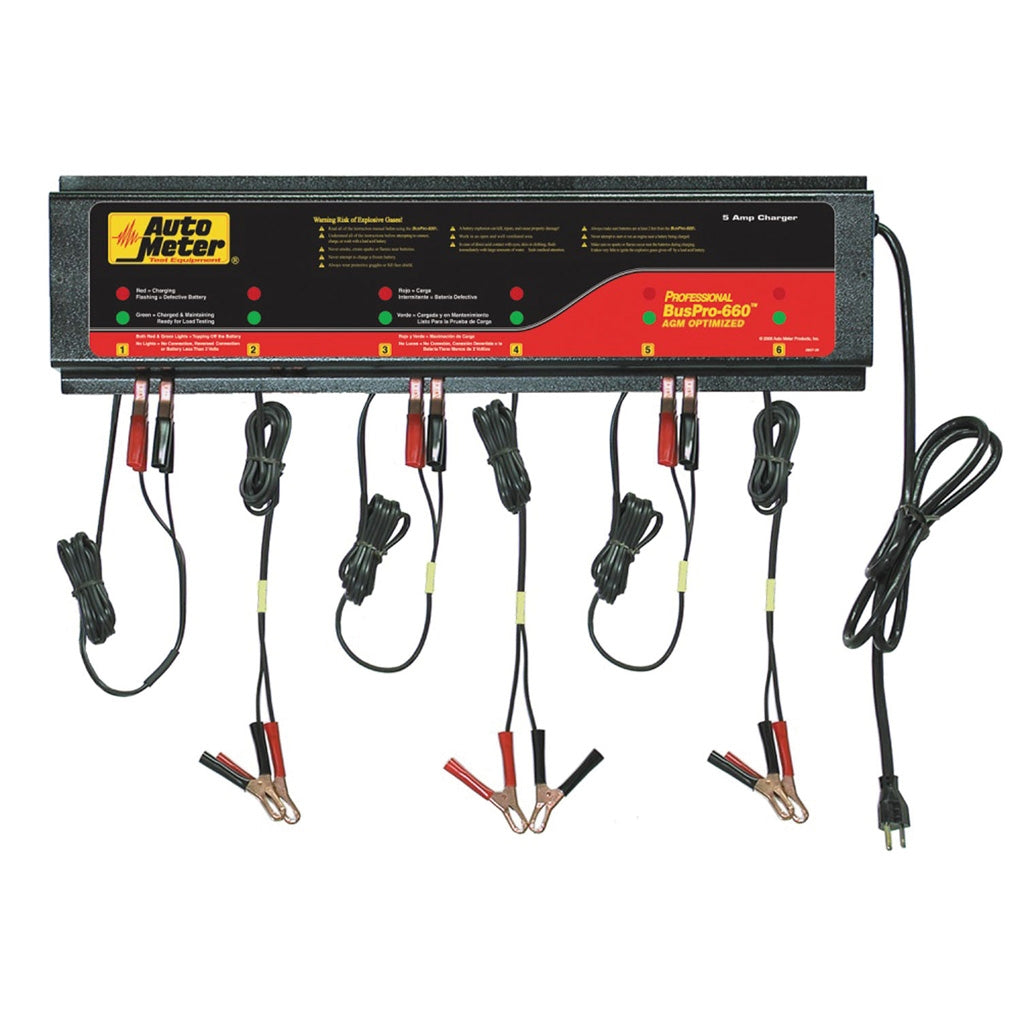 AUTOMETER BUSPRO-660 120V 5 Amp 6-Channel AGM Optimized Smart Battery Charger