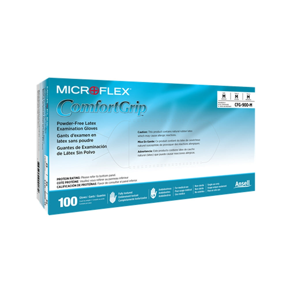 Ansell CFG-900 MICROFLEX ComfortGrip Latex Exam, Large 100/Pack