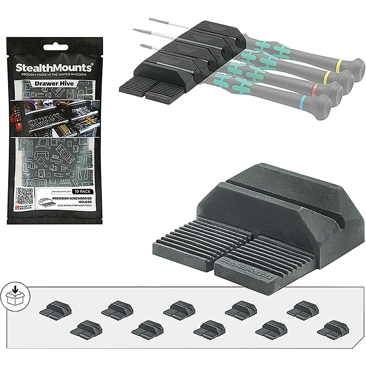 StealthMounts - DHSP-SD-S-10 - Drawer Hive Precision Screwdriver Holder