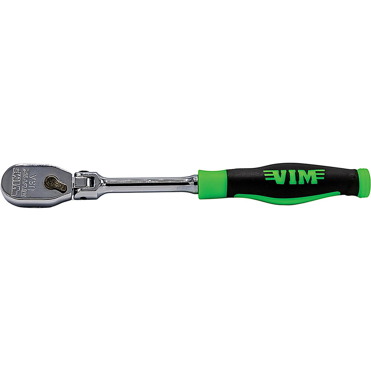 VIM Tools - FRCG4USA - 1/4 ft Drive 8 ft Oal. 90T Flex Head Ratchet w/Comfort Grip - USA Made
