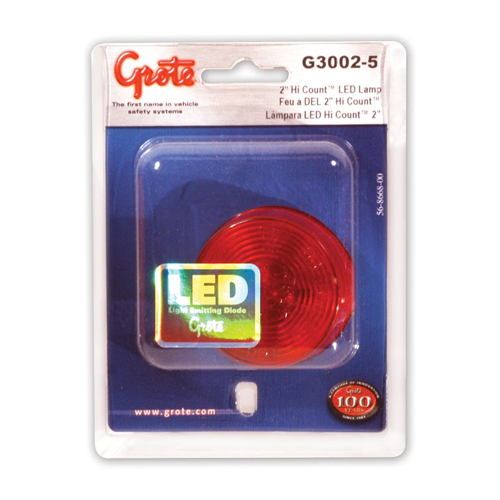 Grote G3002-5 Hi Count 2in. 9-Diode LED Clearance/Marker Lamp Red