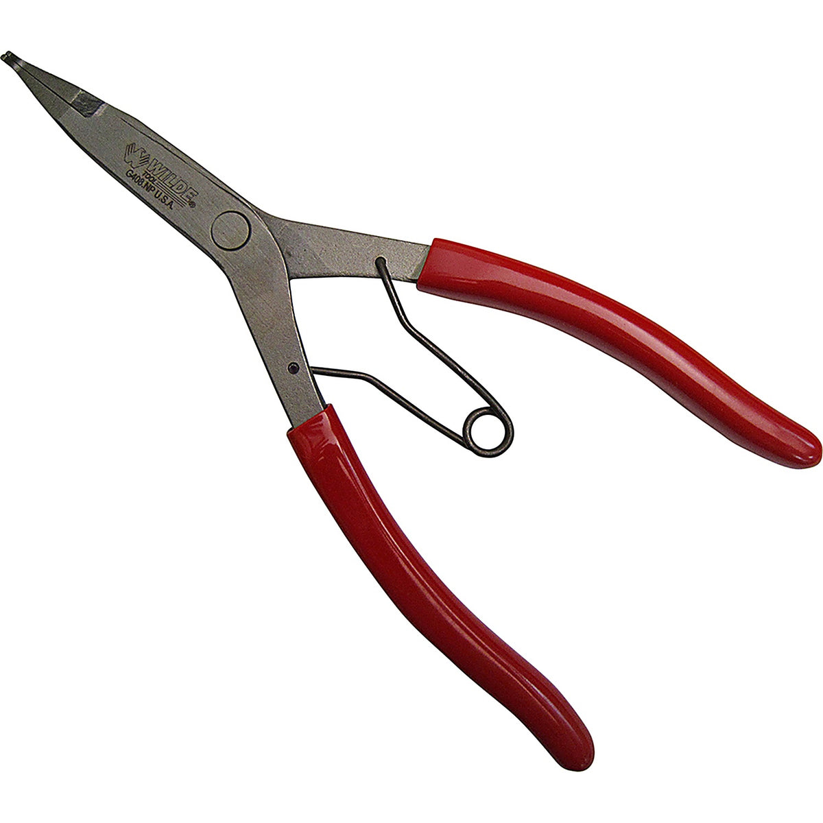 Wilde Tool - G408.NP-CS - 9 Inch Curved Tip Lock Ring Pliers-Satin-Card Staple