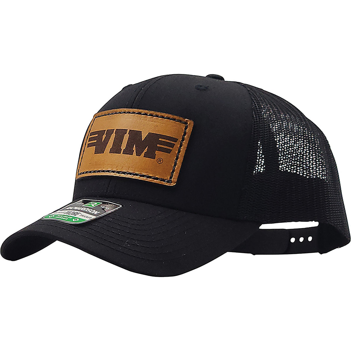 VIM Tools - HATBK1 - Vim Black Hat with Leather-Stitched Vim Logo