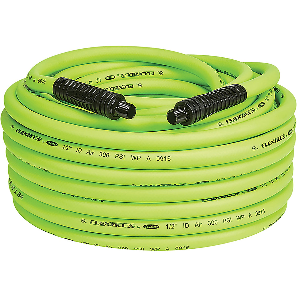 Legacy HFZ12100YW3 1/2in. X 100ft. Flexzilla ZillaGreen Air Hose w/3/8in. Ends